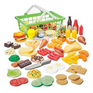 Kids Play Food Set, 100 Pieces, Breakfast Lunch Di